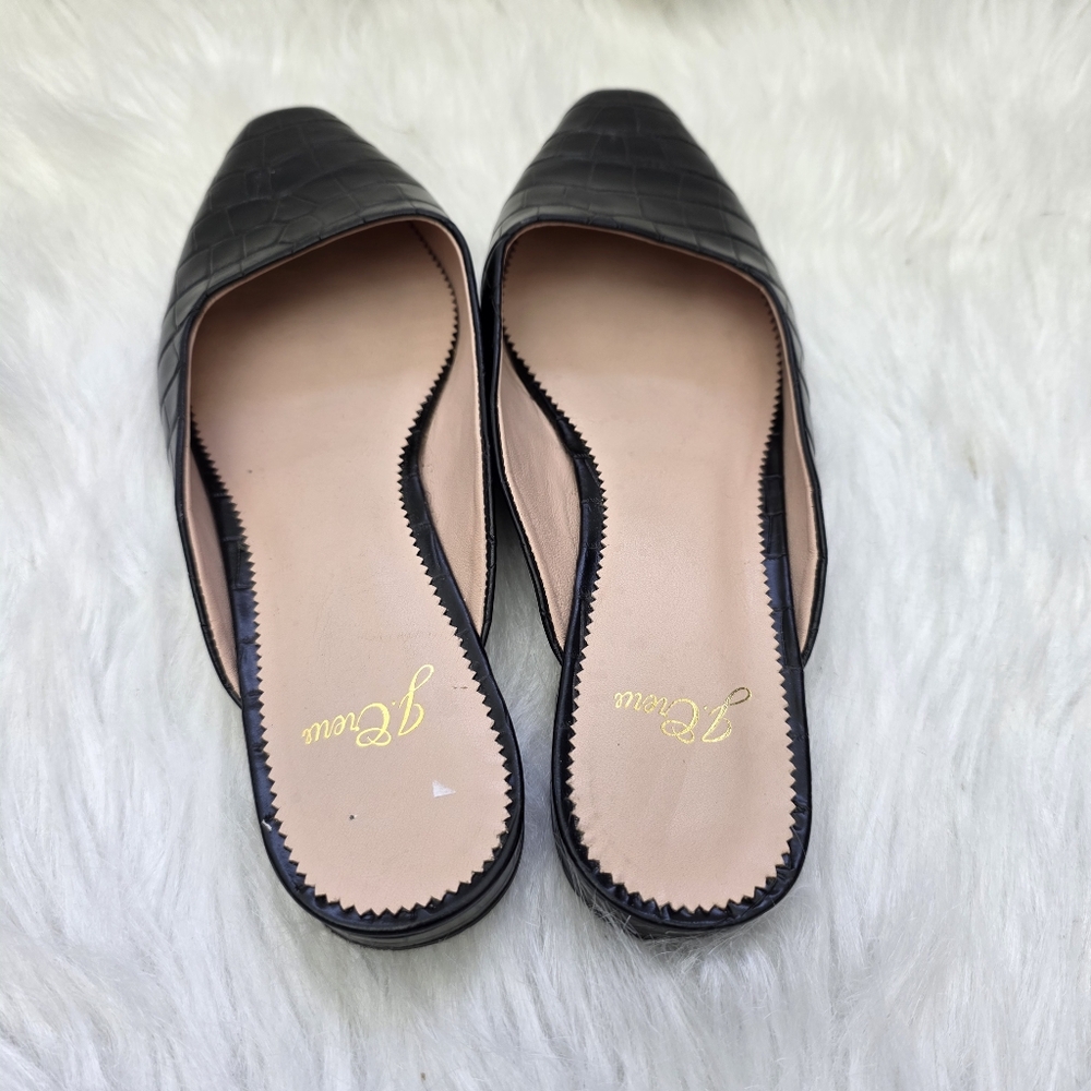 J.Crew Black Embossed Croc-Patterned Genuine Leat… - image 4